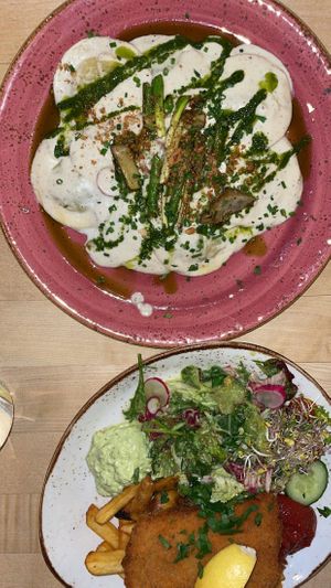 Ravioli (amazing) and salad  at Max Pett in Munich