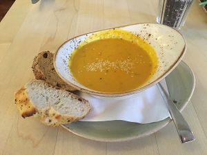 carrot, orange and ginger soup at Max Pett in Munich