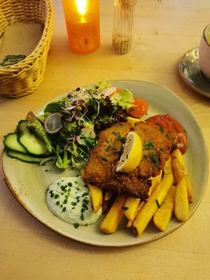 Soy schnitzel at Max Pett in Munich