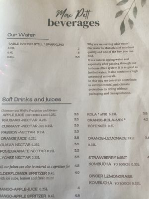 Menus Available in Englishh  at Max Pett in Munich