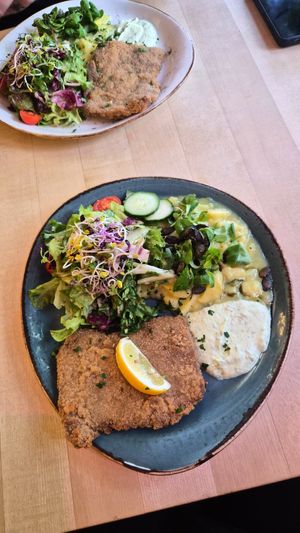 Schnitzel with potato salad at Max Pett in Munich