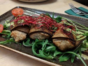 Filled aubergines at Max Pett in Munich