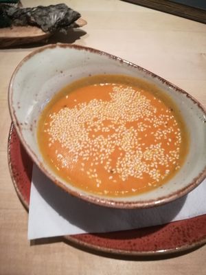 Carrot ginger soup at Max Pett in Munich