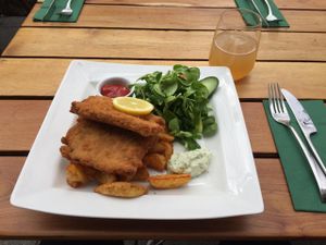 vegan schnitzel at max pett at Max Pett in Munich