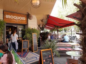 Exterior and outdoor seating at IROQUOIS in Zurich