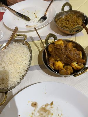 Aloo gobhi and the Punjabi eggplant   at Guru Kirpa Ristorante Indiano in Udine