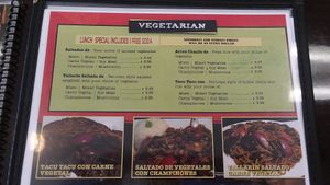Lunch specials for vegetarian section at Aji Limon in Naples