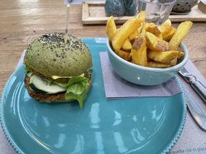 veggie (vegan) burger. at La Serra in Lugano