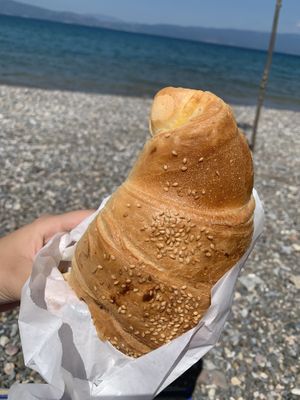 Croissant with vegan cheese at Pekara Lihnida in Ohrid