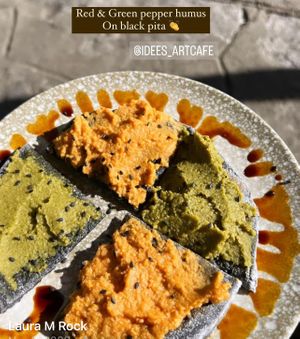 First appetizer…chosen and lauded by the non-vegan.  Sooo good.  I loved it too.   #Veganuary at Idees Art Cafe & Shop in Kastoria