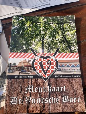 The menu at Pannenkoekenhuis De Vuursche Boer in Lage Vuursche