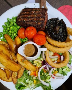 Vegan steak at The Queen Inn in Cwmbran