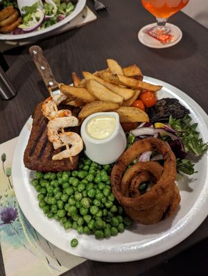 Tenderloin steak with blue cheese sauce #Veganuary at The Queen Inn in Cwmbran