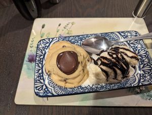Stuffed cookie with icecream #Veganuary at The Queen Inn in Cwmbran
