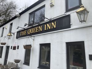 Front of pub  at The Queen Inn in Cwmbran