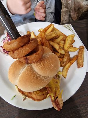 Hula Chicken burger at The Queen Inn in Cwmbran