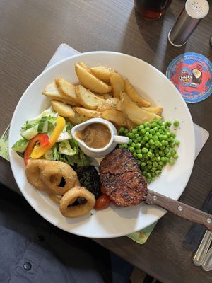 Juicy marbles steak and peppercorn sauce 🌱💛😋  at The Queen Inn in Cwmbran