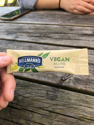 Vegan Mayo sachets!!  at The Queen Inn in Cwmbran
