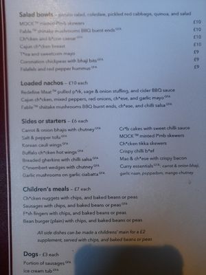 Menue at The Queen Inn in Cwmbran