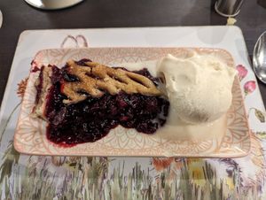 Cherry Pie with ice-cream at The Queen Inn in Cwmbran