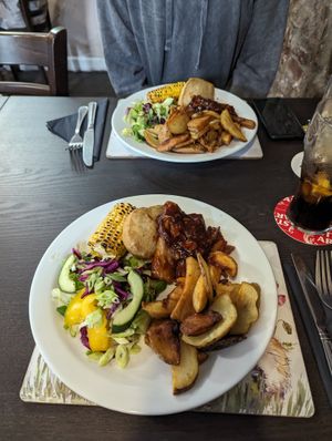 Vegan main courses at The Queen Inn in Cwmbran