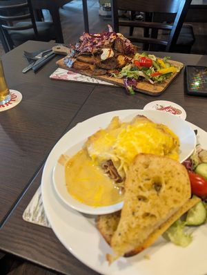 Lasagne and kebab topped fries at The Queen Inn in Cwmbran