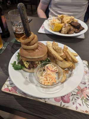 Beef and chicken burger at The Queen Inn in Cwmbran