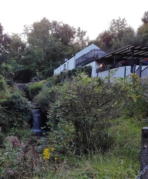 Set alongside a stream at The Queen Inn in Cwmbran
