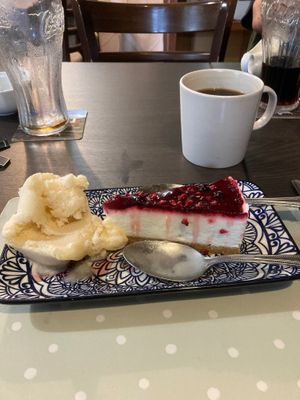 Lemon and raspberry cheezecake  at The Queen Inn in Cwmbran