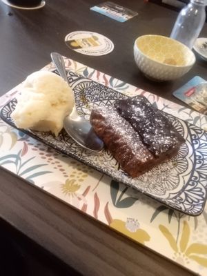 Sticky Ginger Cake with Ice Cream  at The Queen Inn in Cwmbran