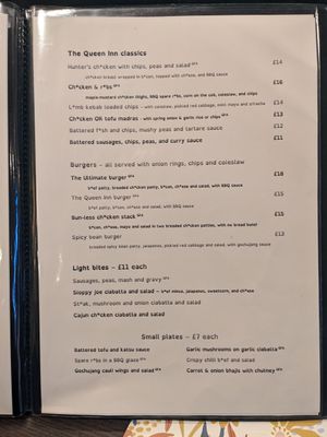 Autumn 2024 Menu at The Queen Inn in Cwmbran