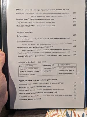 Autumn 2024 Menu at The Queen Inn in Cwmbran