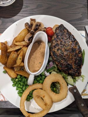Mushroom Rib Eye at The Queen Inn in Cwmbran