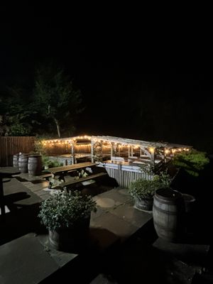 Outside covered seating   at The Queen Inn in Cwmbran