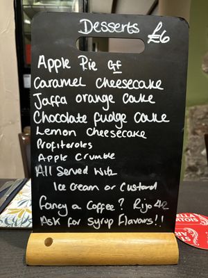 Dessert menu  at The Queen Inn in Cwmbran