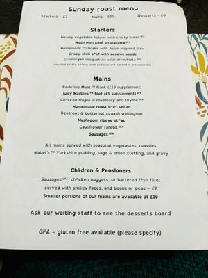 Sunday roast menu   at The Queen Inn in Cwmbran