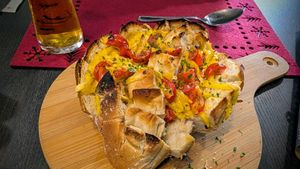 Cheese tearing bread at The Queen Inn in Cwmbran