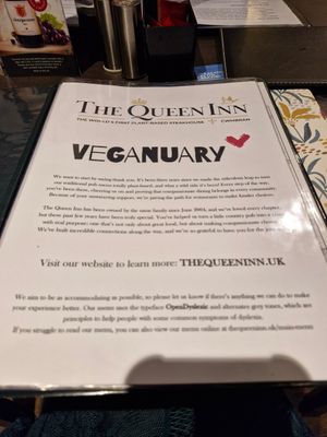 Veganuary Menu at The Queen Inn in Cwmbran