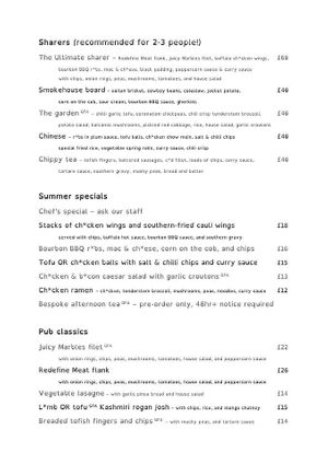 Summer menu  at The Queen Inn in Cwmbran
