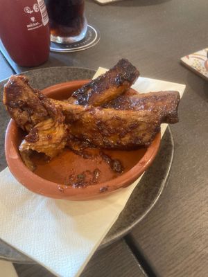 Bourbon bbq sticky strips at The Queen Inn in Cwmbran