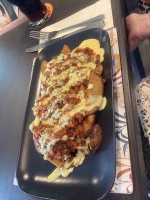 Lasagna smothered chips at The Queen Inn in Cwmbran