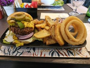 Lamb burger at The Queen Inn in Cwmbran