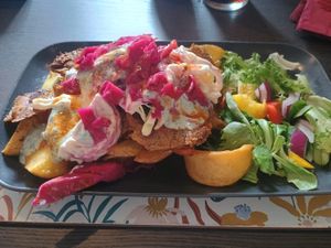 L*mb kebab loaded chips at The Queen Inn in Cwmbran