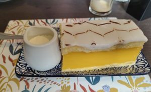 Custard slice with cream at The Queen Inn in Cwmbran