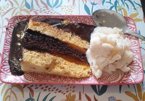 Jaffa orange fudge cake with ice cream at The Queen Inn in Cwmbran