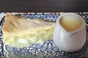 Apple pie with custard at The Queen Inn in Cwmbran