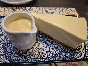 Vanilla cheesecake at The Queen Inn in Cwmbran