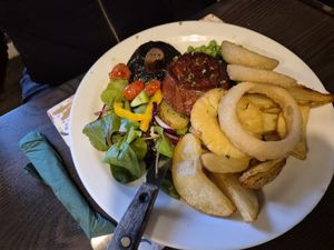 Juicy marbles steak (wish we had this in Germany) at The Queen Inn in Cwmbran
