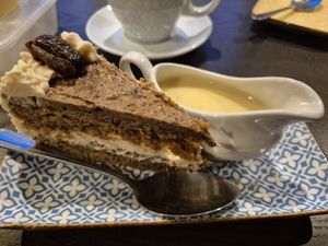 Coffee sponge cake at The Queen Inn in Cwmbran