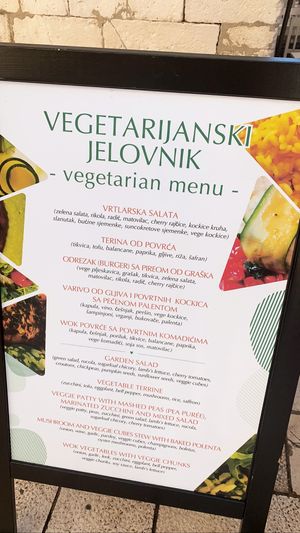 separate menu with vegetarian & vegan options.  at Tinel in Zadar